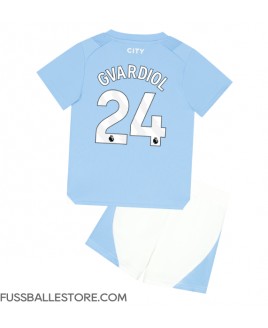 Günstige Manchester City Josko Gvardiol #24 Heimtrikotsatz Kinder 2023-24 Kurzarm (+ Kurze Hosen)